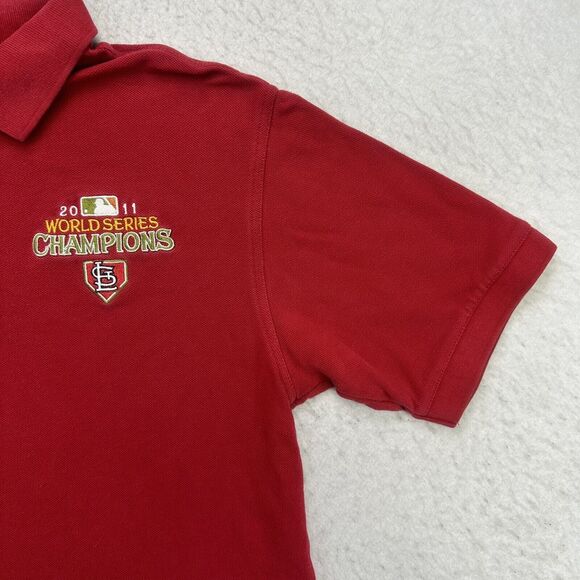 St Louis Cardinals Polo Shirt Mens Small S Red 2011 World Series Champions - Picture 6 of 12